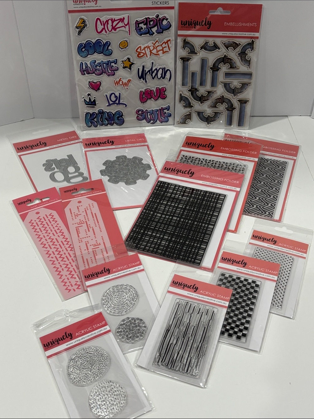 Collection of Scrapbooking and Card Making Craft Supplies from Uniquely Creative